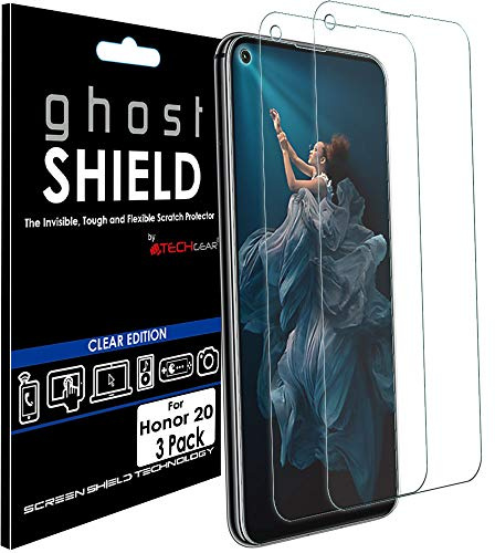 TECHGEAR [Pack of 3 Screen Protectors for Honor 20 and Huawei Nova 5T [ghostSHIELD Edition] Genuine Reinforced TPU film Screen Protector Guard Covers with FULL Screen Coverage inc Curved Screen Area