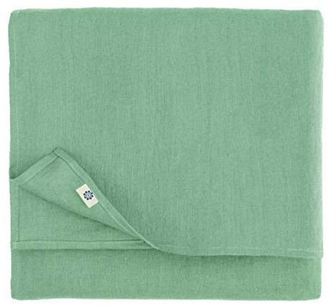 Linen & Cotton Mantel de Mesa de Centro Paño de Mesa Decoración de Comedor Hygge - 100% Lino, Verde Menta (140 x 140 cm) Cuadrada Pequeña para Cocina Cena Navidad
