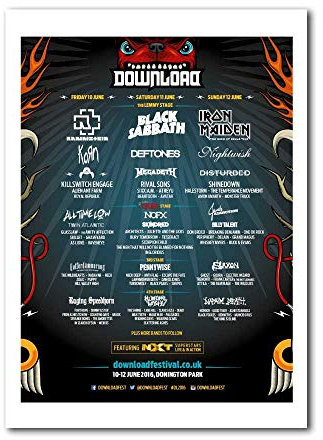 Libretto Designs DOWNLOAD FESTIVAL 2016 Art Print A4 unframed Poster Black sabbath Iron Maiden