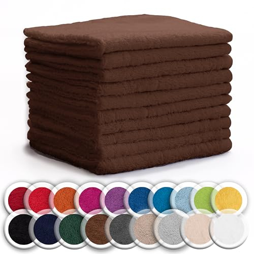 NatureMark 10er Pack Waschlappen | 100% Baumwolle | Frottier Seiflappen | Größe 30 x 30 cm | Frottee Seiftücher im 10er Pack Farbe: Schoko braun