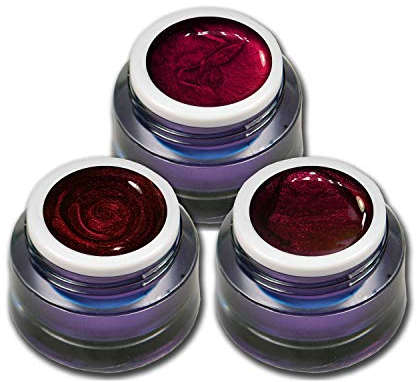 Farbgel Set Red Deluxe Metallic Rot UV-Gel Nagelgel 3x 5ml (3er Pack)