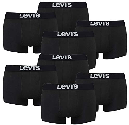 8er Pack Levis Men Solid Basic Trunk Boxershorts Unterhose Pant Unterwäsche, Farbe:884 - Jet Black, Bekleidungsgröße:S