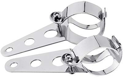 Mdurian Argent Universel Support de Phare de Moto Support de Montage Lampe Phare Moto Support de Clip Serrage 38 mm à 51 mm