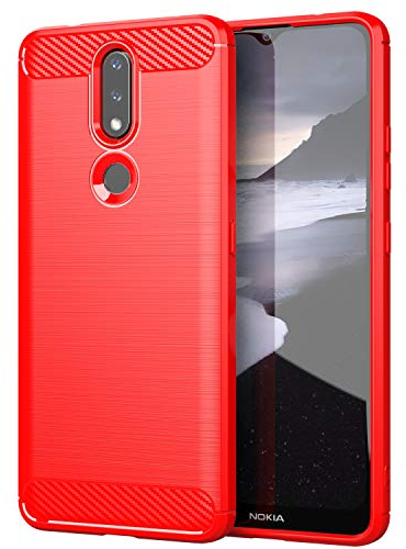 FanTing Hülle für Nokia 2.4, Soft TPU Ultradünn Weich Silikon Schutzhülle, Hüllen für Nokia 2.4 (Rot)