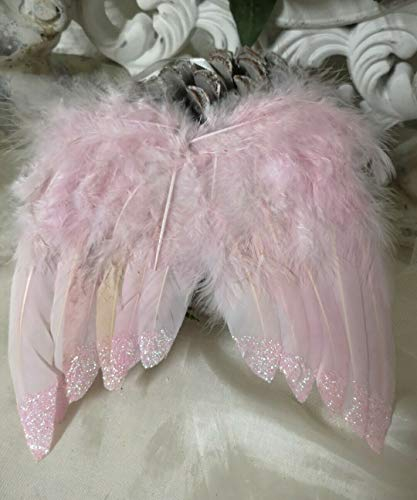 po Engelsflügel aus Federn Rosa Deko Christmas Weihnachten Shabby Chic 17x16cm