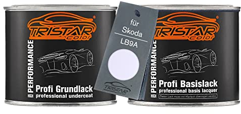 TRISTARcolor Autolack Set Dose spritzfertig für Skoda LB9A Candy White Grundlack + Basislack 1,0L