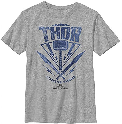 Marvel Universe Thor Hammer Stamp Boy's Crew Tee, Athletic Heather, Small