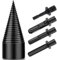 Firewood Log Splitter Drill Bit,5pcs Removable Cones Kindling Wood Splitting logs bits Heavy Duty Electric Drills Screw Cone Driver Hex + Square + Round 32mm/1.26inch