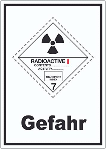 Aufkleber radioaktive Stoffe Gefahr Radioactive I-WEISS A5 (148x210mm)