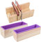 Silicone Soap Molds, 5 Pcs Rectangular Wooden Silicone Soap Mold Set with Wood Soap Cutter Mold and Wavy & Straight Planer Cutting Tool Set for DIY Soap Cake Making (Style 1)
