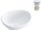 VBChome Waschbecken Kleine + Pop-up Click-Clack Chrom 34 x 27 x 13 cm Mini Keramik Weiß Oval Waschtisch Handwaschbecken Aufsatzwaschbecken Waschschale Gäste WC