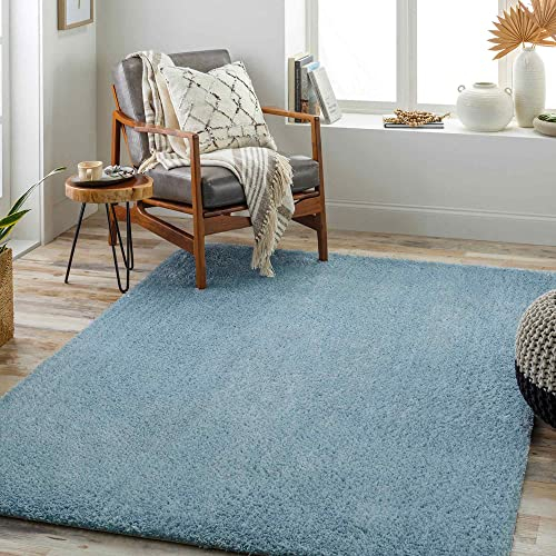 Livabliss Shaggy Rug Shaggy Berber Teppich - Flauschiger Teppich für Wohnzimmer, Esszimmer, Schlafzimmer, Langflor Hochflor Teppich flauschig - Teppich groß 160x213 cm, Wohnzimmerteppich in Blau