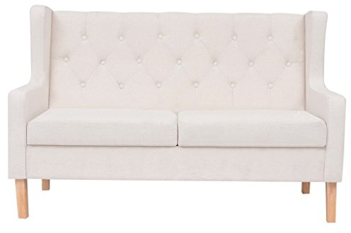 Gecheer Fernsehsessel 2-Sitzer-Sofa Polstersofa Stoffsofa Sitzmöbel Couch Polstermöbel für kleine Wohnungen, Gästezimmer,Schlafsofa Bettsofa 140 x 68 x 90 cm (B x T x H),Cremeweiß