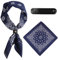 Vintage Paisley Bandanas Schal Schnalle Set Klassische Leder Schal Clips Trendy Bandana Druck Kopf Wrap Armband für Damen Herren, One Size, Baumwolle, Ohne Edelstein.