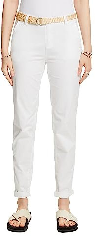 ESPRIT Damen 993EE1B312 Hose, 100/WHITE, 32/34