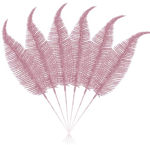 16Pcs Artificial Feather Leave Picks, 11.8inch Glitter Leaf Stems Filler Branch Ornaments for Christmas Tree Wreath DIY Table Centerpiece Flower Arrangement Wedding Home Decor