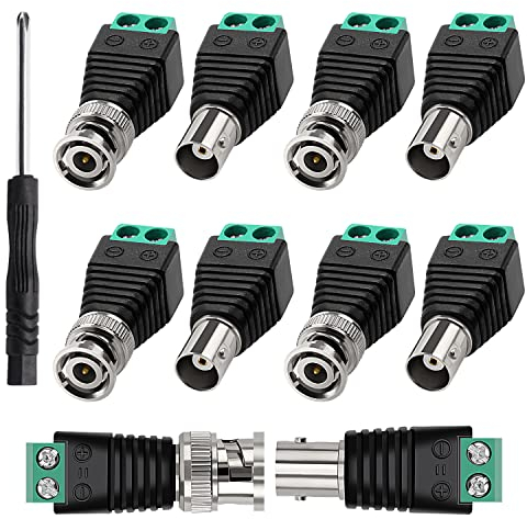KUOQIY 5 Paar BNC Video Balun Verbinder, Koax Cat5 Cat6 auf BNC Video Balun Stecker Schraubklemme, BNC Adapter Terminalblock Lötfreie Buchse Adapter, für CCTV-Überwachungskamera, DVR, TV, Video