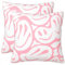 Pecfamly Rosa adrette Dekokissen, 45,7 x 45,7 cm, niedliche Kissen, dänisches Pastell-Raumdekor für Teenager, Mädchen, Schlafzimmer, ästhetisch, hellrosa Smiley-Gesicht, 45,7 x 45,7 cm, rosa adrette