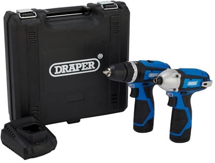 Draper 70257 12V Combi Drill & Impact Driver, 2 x 1.5Ah Batteries, 1 x Fast Charger