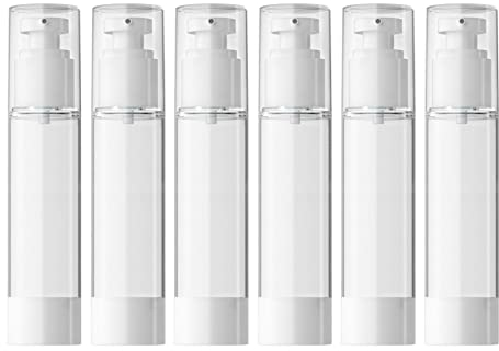 6 STÜCKE 50ml Airless Pumpspender Leer,Creme Spender reiseflaschen zum befüllen,Pumpflasche,Nachfüllbar Vakuum Kosmetikbehälter,Leer Lotion Pumpflasche für Reise Home Verwendung