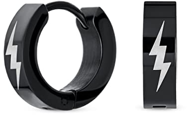 Unisex Biker Schmuck Blitz Donner Blitz Reifen Kpop Huggie Ohrringe Für Männer Frauen Teen Schwarz Ip Edelstahl