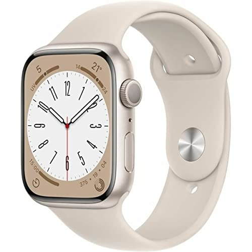 Apple Watch Series 8 (GPS, 45mm) Caja de Aluminio en Blanco Estrella con Correa Deportiva Blanco Estrella, Estándar (Reacondicionado)