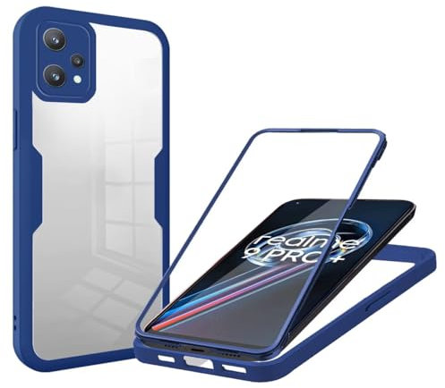 Haygdz Funda para Realme 9 Pro Plus, 360 Grados Antichoque Protección Carcasa Fundas con Protector de Camara Antigolpes Bumper Realme 9 Pro Plus (Azul)