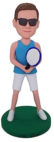 mydedor Benutzerdefinierte Wackelkopf-Figuren, maßgeschneiderte Puppe, männlicher Tennissportler mit Sonnenbrille