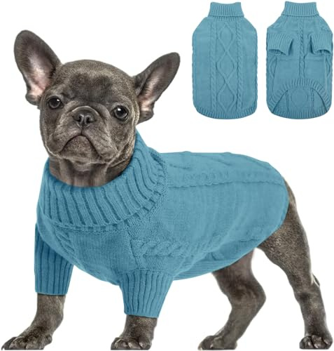 Queenmore Hundepulli Für Kleine Hunde Wärme Hundepullover Dackel | Pullover Hund Strickmantel mit Zopfmuster Hundepullover Französische Bulldogge Chihuahua Katzen Corgi Drinnen Und Draußen