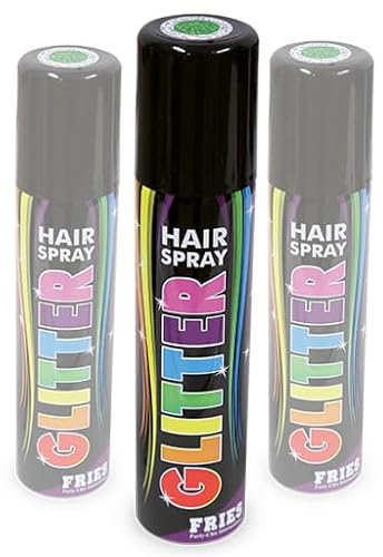 3x grünes Glitter-Haarspray im Sparpack! 3 Dosen zu je 100ml. Glitterspray grün für Festival, Konzert, Disco, Party, CSD, Karneval, Fasching, Halloween