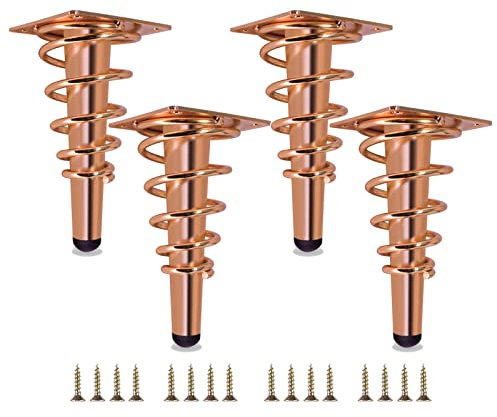 Furniture Legs Set of 4 Metal Modern Straight Tapered Replacement Feet, Heavy Duty DIY Table Legs, for Cabinet Cupboard Nightstand Drawer Couch Chair Ottoman (20cm/7.87in,Rose Gold)