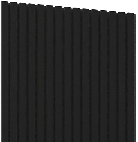 Lameo Lamellenwand 240x60x1,9cm - Holzpaneele - Wandverkleidung - Schalldämpfende Platten an der Wand - Akustikpaneele - Wandpaneele Holz - Lamellenvorhang (Schwarz, 240x60)