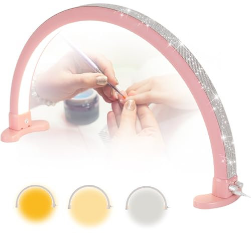 Amsg Half Moon Lamp,Half Moon Light Nail Lamp for Desk,Half Moon LED Desk Nail Lamp for Lash Eyelash Extension,Skincare,Beauty,lash light lamp