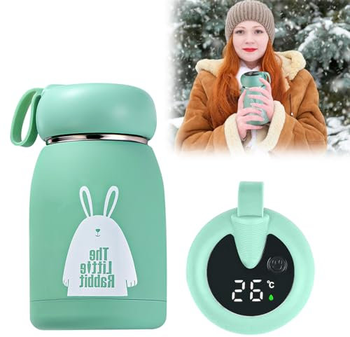 Nizirioo Termo para niños de 320 ml: termo al vacío con indicador de temperatura táctil LED, 304 botellas de acero inoxidable para el hogar, oficina, viajes, deportes, escuela (verde)
