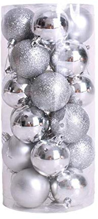 Weihnachtskugeln zum Aufhängen Mehrfarbig Baumkugeln Weihnachtsdekoration zum Aufhängen, 24 Stück, Dekorationen, Kugeln, Weihnachtsfeier, Ornament, Weihnachtsdeko Deko & (U2-Silver, One Size)