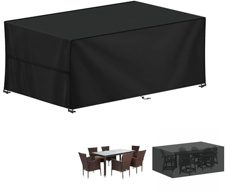 LAMUNI Housse Salon de Jardin Exterieur, Housse Table de Jardin, 420D Tissu Oxford Bâche Table Jardin, Housse Protection Table Jardin, Imperméable Housses pour Table de Jardin, 180x90x75cm