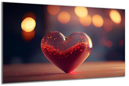 DARO Design - Wand-Bild auf 6mm HDF 84x56 cm Liebe rotes Herz 3D - Wand-Deko Bilder Geschenk