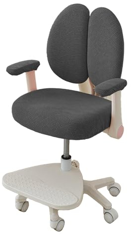 Bürostuhl Bezug Stretch Bezug für Bürostuhl,Elastische Stuhlhussen für Kinderstuhl mit Armlehnen/Stuhlrücken Bezug,Dehnbare Office Stuhlbezug Computer Stuhlbezüge,Abnehmbare,Waschbare,Dunkelgrau
