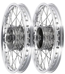 Set: 2x Speichenrad 1,5 x 16 Alufelge poliert + Edelstahlspeichen - für Simson S50, S51, KR51 Schwalbe, SR4