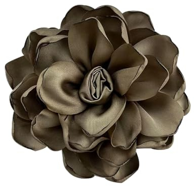 100mm Grande Broche En Tissu Avec Fleur De Broches Délicates Faites à La Main Classique Pour Fête Mariage Danse Banquet Pour Femmes Accessoires De Vêtements Cadeaux De Saint-Valentin (Brun)