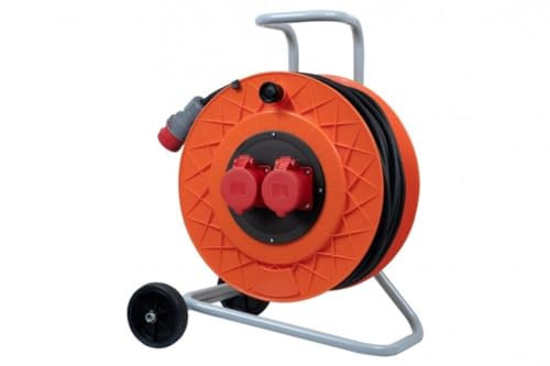 NAKA Kabeltrommel Kabelaufroller Verlängerungskabel Kabelrolle 230V 400V CEE 2x16A 50m 5x2,5 Profi Metall Kunststoff