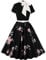Odizli Rockabilly Kleider Damen 60er 50er Jahre Vintage Audrey Hepburn Kurzarm Krawatte Polka Dot Petticoat Swing Coctailkleid Hochzeit Festlich Knielang Sommerkleid Kurz Abendkleid Schwarz Rosa S