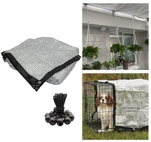 KLZWCP Filet D'ombrage en Aluminium Réfléchissant, 75% Isolation Thermique Résistant Aux UV Tissu Ombrage Pergola Filet D'ombrage Extérieur avec œillets Et élastiques à Billes(Size:4x7m/13x23ft)