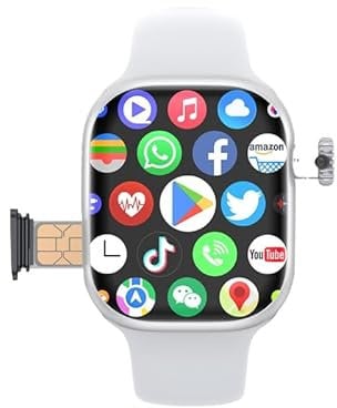 2024 CD99 AMOLED Smart Watch Men Women 4G SIM Card Wifi Cellular GPS NFC Smartwatch Series 9 Android 8.1 Rotating Camera Sport Watch (Eurasian Silver,2+32G)