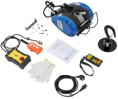 Elevador eléctrico, 1500 W cabrestante eléctrico portátil, 19 m/min, polipasto eléctrico con control remoto inalámbrico de 100 m, grúa de elevación, capacidad de palanca de 250 kg, cabrestante