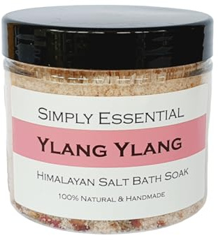 Simply Essential Ylang Ylang Himalayan Bath Salts 225g | Relaxing Sensual aroma with Added Rose Petals