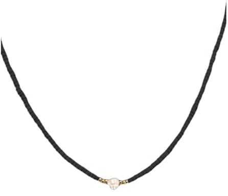 Ailan Perlenanhänger Halskette für Frauen, bleifreier und hypoallergener Schmuck, Halsreif, Feiertage, alle Metalle sind bleifrei, Schwarz