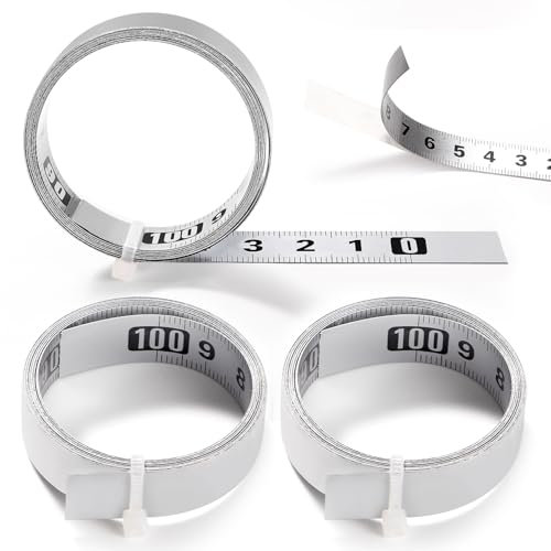 YIXISI 3 Stücke 1m Selbstklebendes Maßband, Metrisches Zum Aufkleben, Rechts Nach Links, für T-Schienen-Fräser Tischsäge, Holzbearbeitungswerkzeug, Silber
