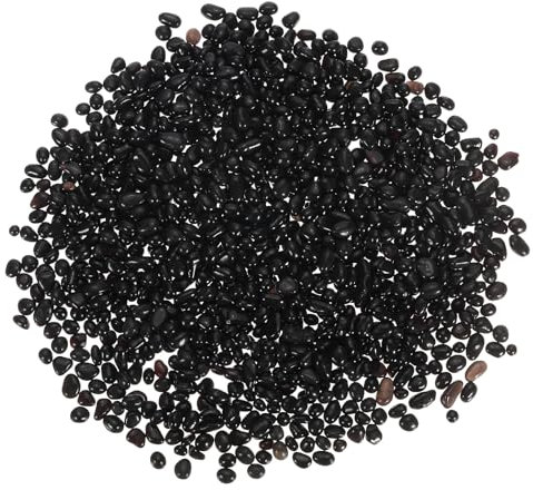 PATIKIL Decorative Glass Stones 450g/1lb 4-6mm, Polished Glass Pebbles Marbles DIY Decor for Vase Filler Beads Crafts Aquarium Rocks Fish Tank Garden Decoration, Black