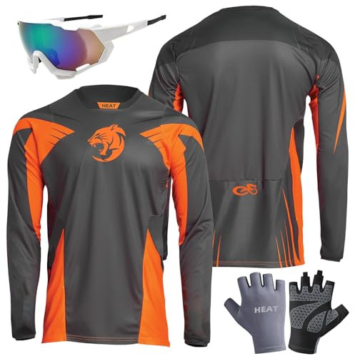 Radfahren Jersey Herren Mountainbike Motocross Jersey Langarm MTB T-Shirt,Shirt Downhill Fahrrad Jersey Schnelltrocknend, Enduro Motocross, Motocross Langarm-Shirt (4XL,TYP-9)